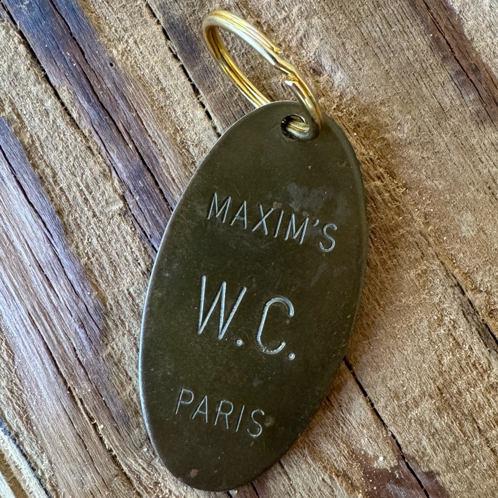 1976 MAXIMS PARIS Solid Brass Key Fob
